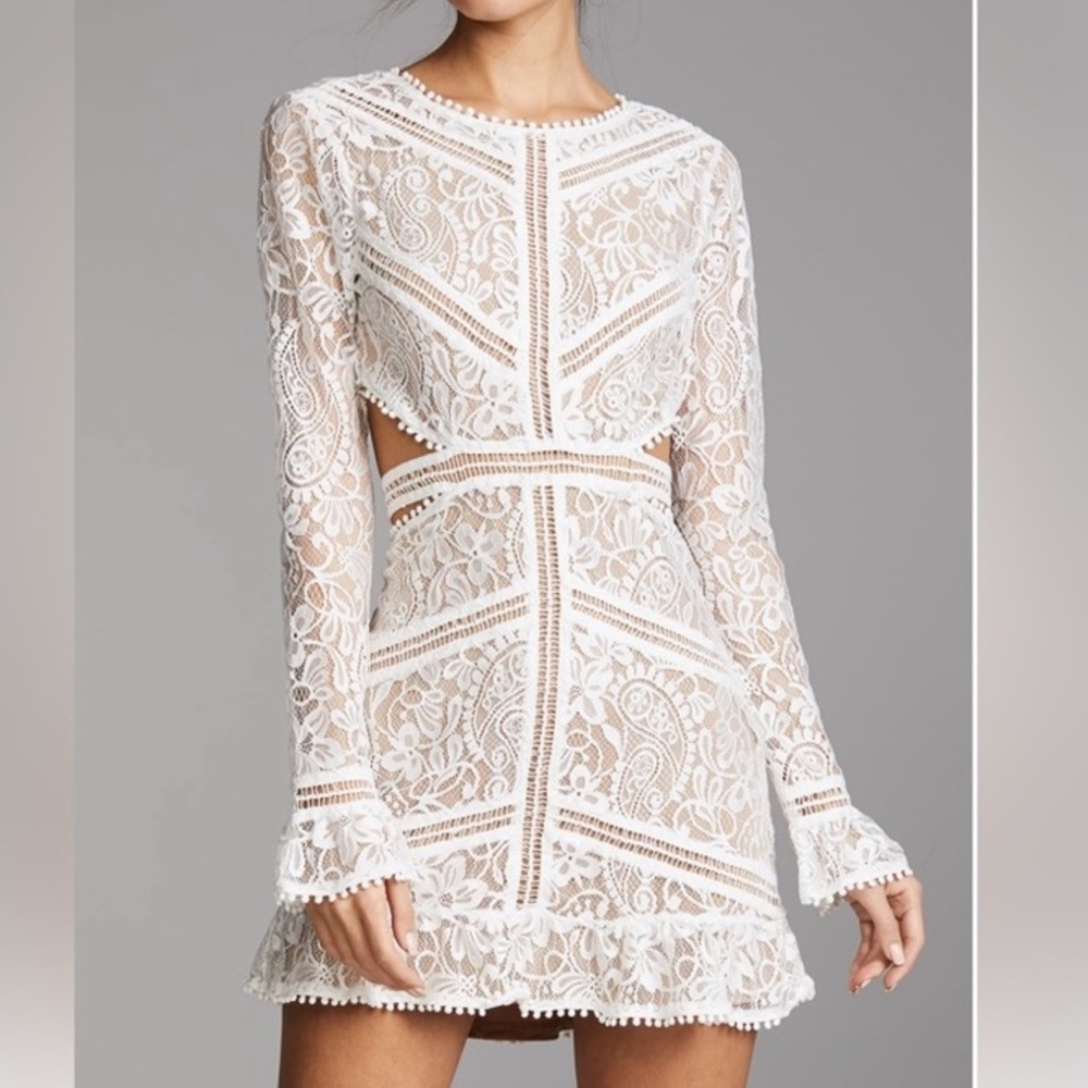 For Love and Lemons Emerie Cut Out Dress in White